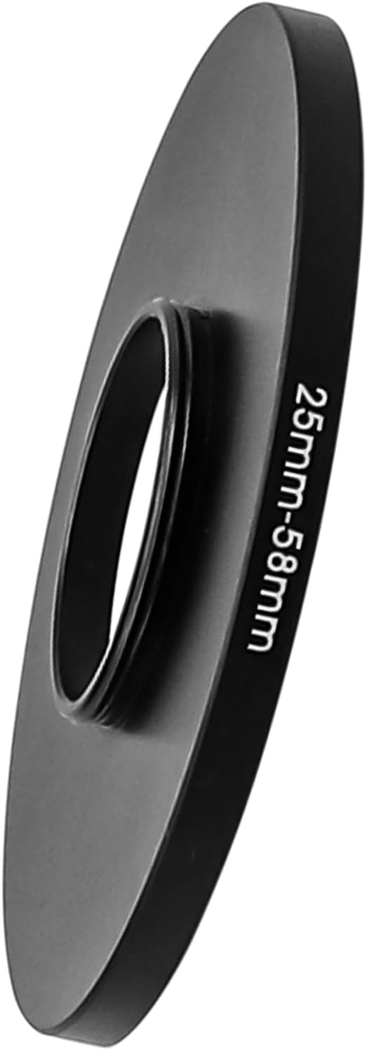25mm to 58mm Step Up Ring, Screw-in Adapter Ring for 25mm Lens Install 58mm Filter or Camera Accessories