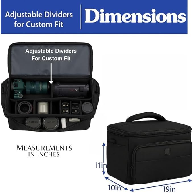 eCost Acuvar Professional Well Padded Extra Large Water-Resistant Gadget Bag Case Compatible with Canon, Sony, Nikon,Pentax, JVC,Olympus Panasonic, Fijifilm, Samsung Camera & Camcorder