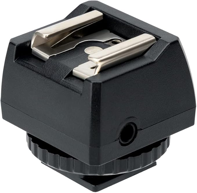 JJC Standard Hot Shoe Adapter with Extra PC sync Connection Port & 3.5mm Mini Phone Connection Port for Connecting Cameras to Additional Off-Camera Flash,Studio Light,Strobes or Other Accessories
