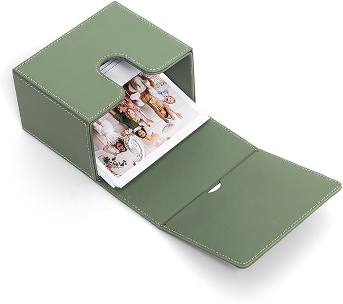 Orga'Neat Picture Holder Storage Case for Fujifilm Instax Wide Film, PU Leather Photo Holder with Pocket Outside, up to 50 Photos (Sage Green)