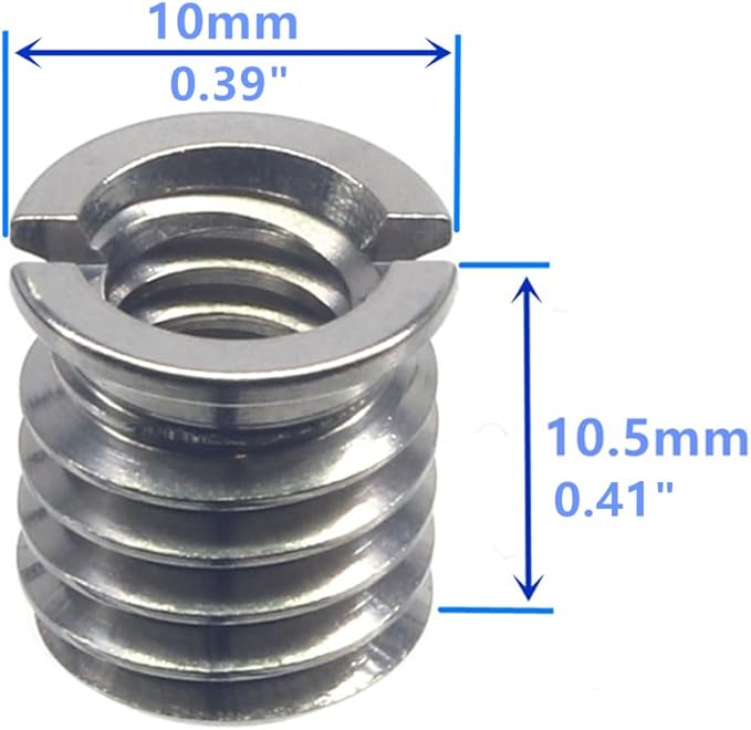Stainless Steel 1/4"-20 Female to 3/8"-16 Male Convert Screw Adapter 6 Pieces 10.5mm Height