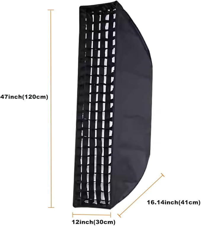Godox 2PCS FW30x120cm/12 x47 Bowens Mount Strip Honeycomb Grid Softbox,Detachable Strip Soft Box with Bowens Mount Speedring,Curved Grid Softbox for Studio Strobe Flash Portrait Product Photography