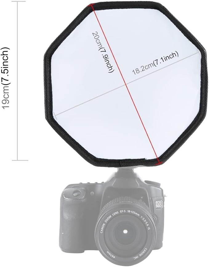 Flash Diffuser Light, TzezFoz Portable Camera Flash Softbox 8inch Mini Soft Flash Light Diffuser for Speedlight Macro Jewelry Insect Photography Accessories