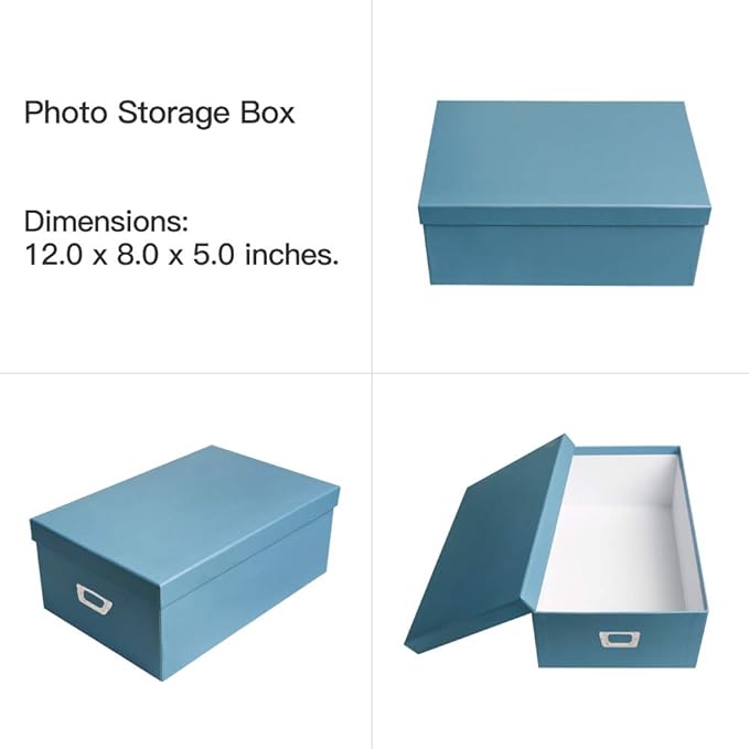 novelinks Photo Case 4" x 6" Photo Storage Box, 10 Inner Picture Storage Containers & Photo Organizer Cases, Portable Photo Craft Keeper for Photos, Crafts, Cards (Sky Blue)
