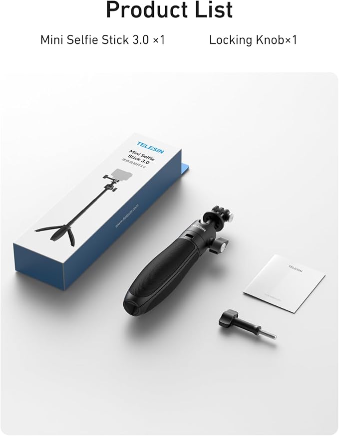 TELESIN 18.1'' Mini Selfie Stick Tripod for DJI OSMO Nano Action 6 5 4, GoPro Hero 13 12,Insta360 X5 X4 Ace Pro Camera Accessories, 360°Adjustable Monopod,Vlog Extended Handle Grip,Magnetic Base Stand