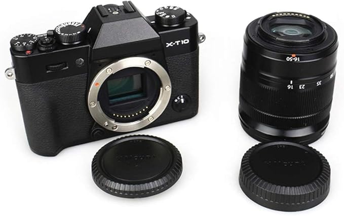 2 Pack X Mount Body Cap Cover & Rear Lens Cap for Fuji Fujifilm X-T5 X-T4 X-T3 X-T2 X-S20 X-S10 X-T50 X-T30 X-T20 X-T200 X-M5 X-H1 X-H2 X-PRO3 PRO2 X-E5 X-E4 X-E3 & More Fujifilm X Mount Camera & Lens