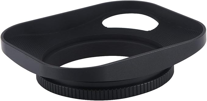 Haoge LH-B46P 46mm Square Metal Screw-in Lens Hood Hollow Out Designed with Cap for Leica Rangefinder Camera with 46mm E46 Filter Thread Lens Black
