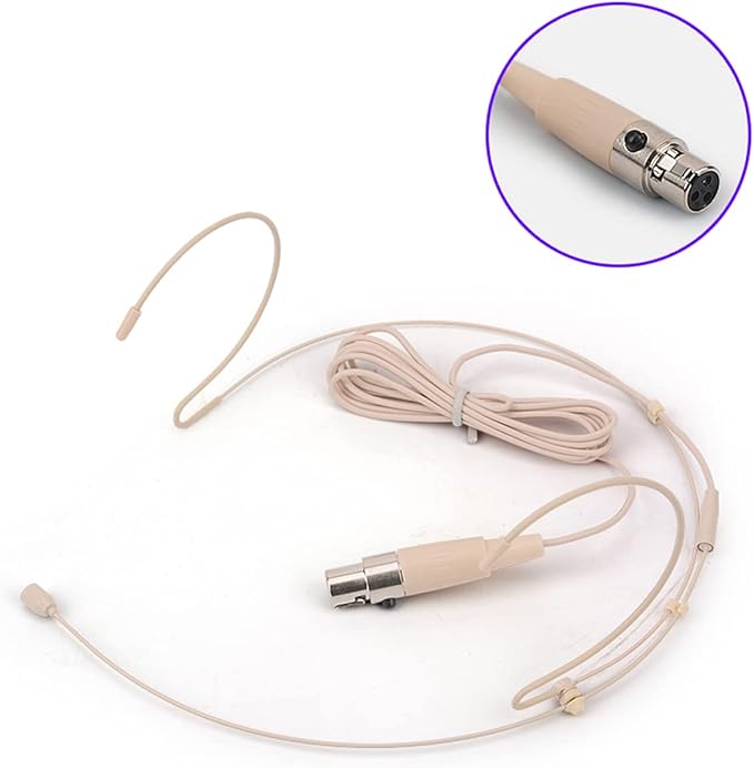 Headset Microphone Double Over Ear Earset Over Ear Headworn Mic Compatible with AKG Wireless System Bodypack Transmitter with 1.2m Cable Windscreen Mini XLR 3 Pin TA3F Plug