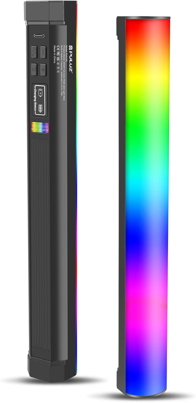 PULUZ 11.8" RGB Full Color Photography Light Stick, Holdable Magnetic LED Stick Fill Lights with 1/4 inch Screw Holes, Rechargeable Tube Light with 20 Lighting Effects for Photography Lighting