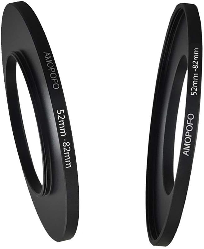 Metal Step Up Ring Adapter 52mm to 82mm Step-Up Lens Adapter Ring For Filters, Made Of CNC Machined space aluminum With Matte Black Electroplated Finish,Compatible with All 52mm Camera Lenses & 82mm A