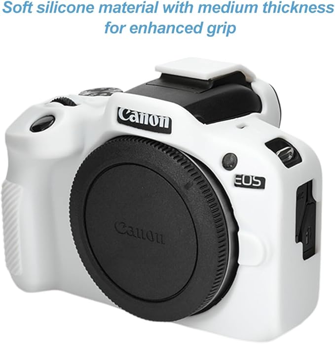 Pocoukate Case for Canon EOS R100 Camera, Soft Silicone Protective Cover Skin with EOS R100 Screen Protector Accessories for EOS R100 Mirrorless Camera Silicone Case - White