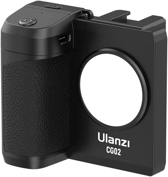 ULANZI CG02 Ungraded Smartphone Camera Shutter Handle Grip w Detachable Wireless Bluetooth Remote Control,Three-Gear Adjustable Fill Light for iPhone Samsung Google OnePlus Phones Video/Photo Shooting