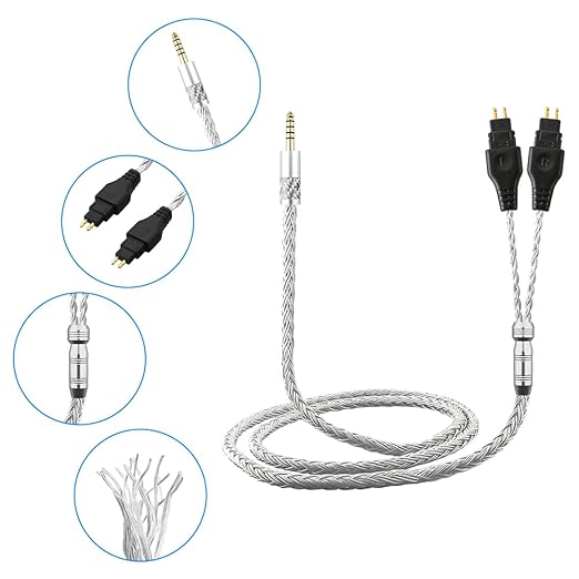 Replacement Cable for SENNHEISER Headphones HD650 HD600 HD580 HD535 HD545 HD565 HD265 with 4.4mm Plug (1.2m, 4.4mm)