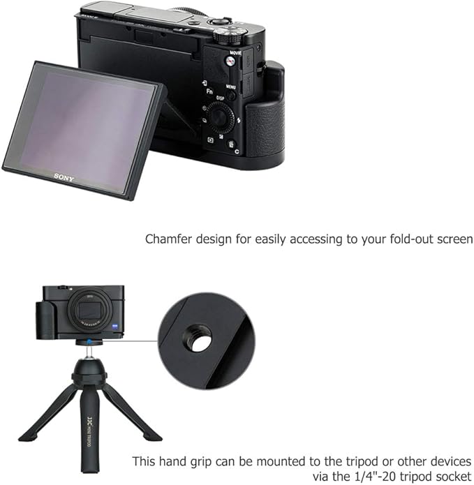 JJC Solid Metal Hand Grip Secure Handle Bracket for Sony RX100 VII RX100VII RX100M7 DSC-RX100 VII DSC-RX100VII DSC-RX100M7 Camera,Anti-Slip Pads Design