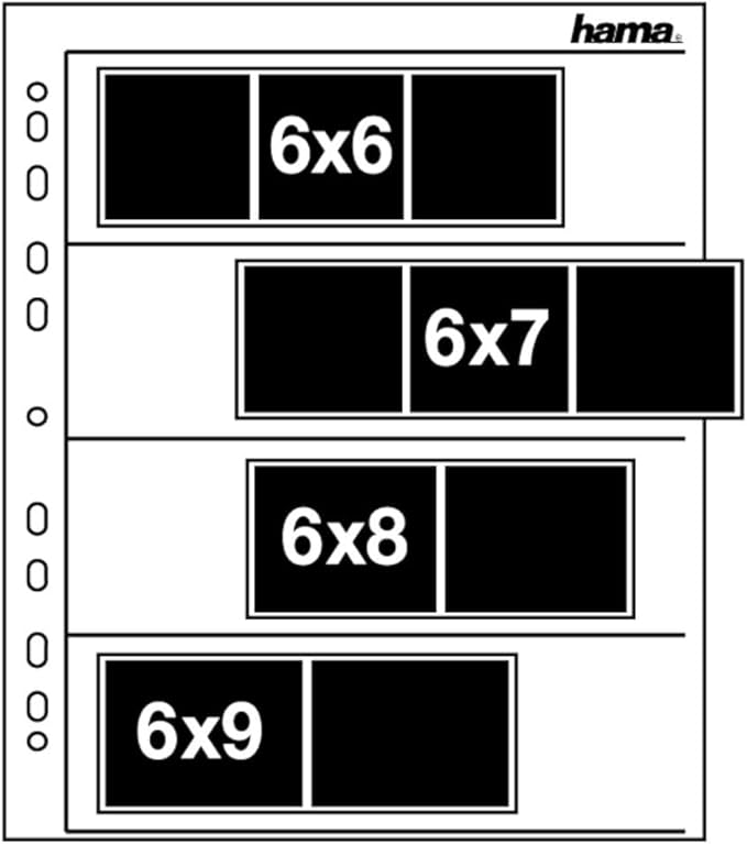 Hama Negative File Storage Sleeves | Each Holding 4 Strips of 6 x 7 cm or 6 x 9cm Frames | Pack of 100 | Glassine