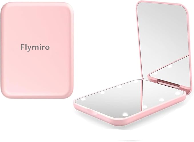 Compact Mirror, 1x/3x Magnification Mini Mirror for Purse, Pocket, Handheld, Stocking Stuffers, Travel Makeup, 2-Sided Foldable, Small Mirror with Led Lights