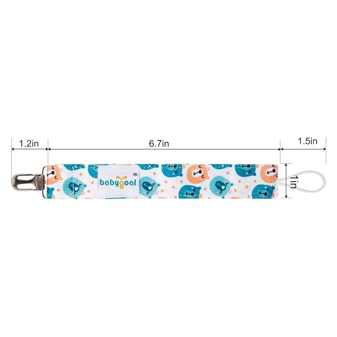 babygoal Baby Animal Pacifier Clips, 6 Pack Pacifier Holder for Boys and Girls Fits Most Pacifiers and Binkies 6MP18