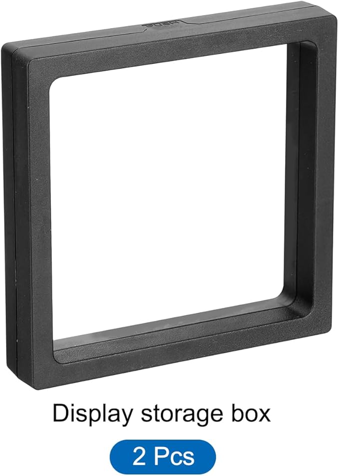 MECCANIXITY Floating Frame Display Holder Stand 3D Jewelry Display Box 4.33 x 4.33 x 0.79 Inch Black for Ring Necklace Bracelet Earring Pack of 2