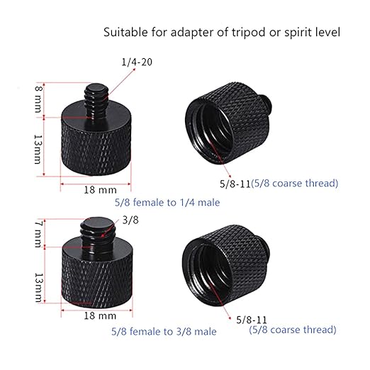 5/8 Female to 1/4 3/8 Male Camera Screw Adapter Thread for Mounting Camera Tripod