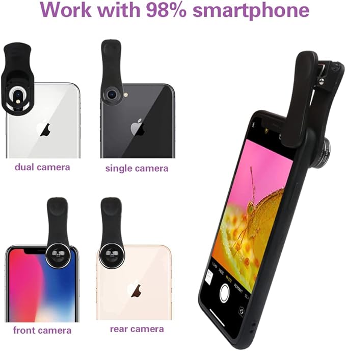 Phone Camera Lens, 6 lenses+ LED Light+ Remote Shutter+ Tripod, 18X Telephoto Zoom/Wide angle/Macro/Fisheye/CPL/Kaleidoscope camera lens kit for iPhone Xs X XR 8 7 6 Plus Samsung and Android