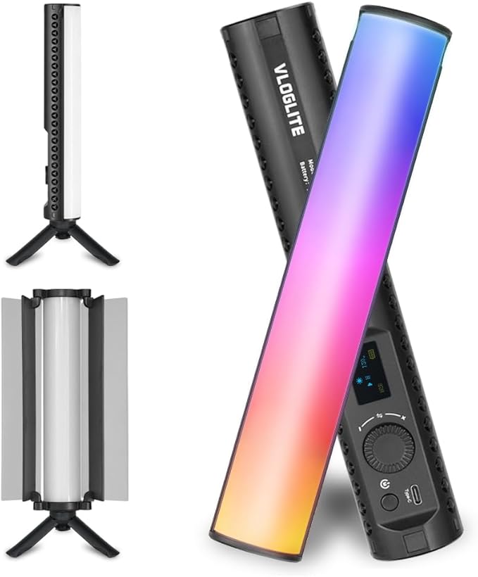 Magnetic RGB Light Wand, Handheld LED Video Light Stick with Diffuser, 1800–9000K CCT & 360° Full Color, CRI95+, Type-C Rechargeable Tube Light for TikTok YouTube Vlog Live Streaming