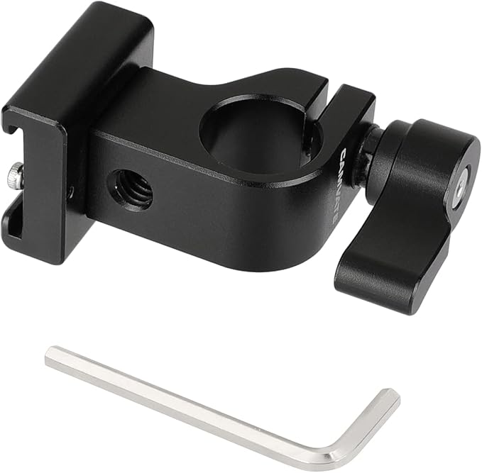 CAMVATE 15mm Side Single Rod Clamp with Cold Shoe Mount Adapter for Camera Accessories(Black) - 2810