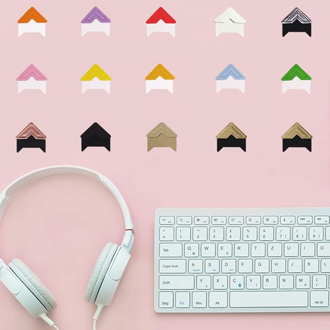 15 Sheets Photo Mounting Corners, FineGood Self Adhesive Paper Picture Sticker for DIY Scrapbook Album Diary Personal Organizer Notebook - 14 Colors