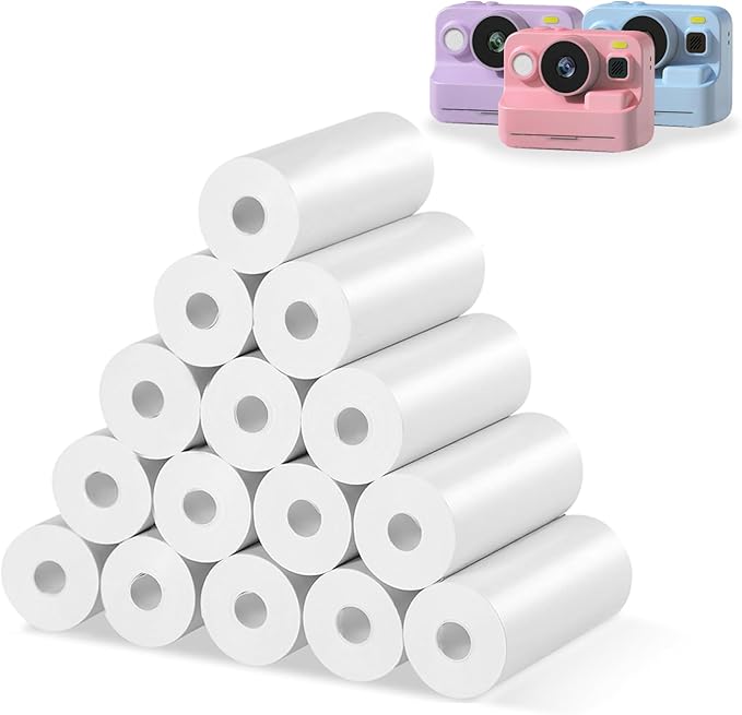 15 Rolls Kids Camera Paper Roll Refill, BPA and BPS Free Thermal Paper Refill for Most Kids Instant Print Camera