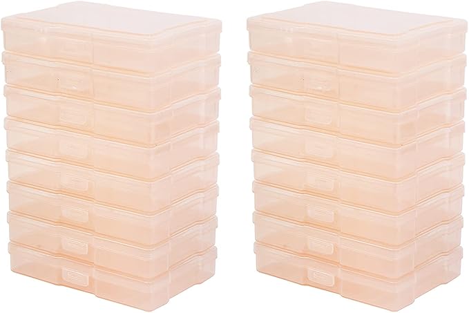 Naivees 4" x 6" Photo Storage Case with Handle, 16 Inner Photo Organizer Keeper, Extra Large Storage Picture Boxes, Seed Storage, Transparent Craft Keeper (Pink)