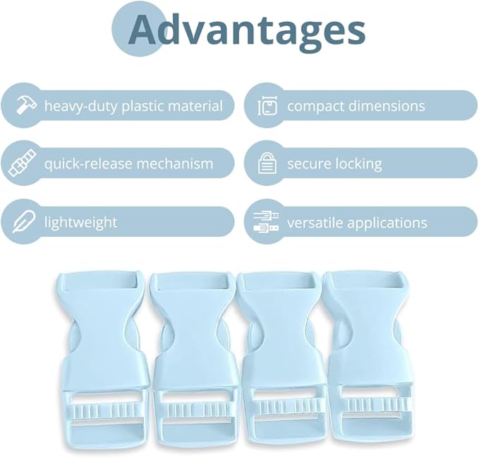 Buckles for Straps Set of 4 Pcs Plastic Buckle Clip Quick Side Release Plastic Fastener