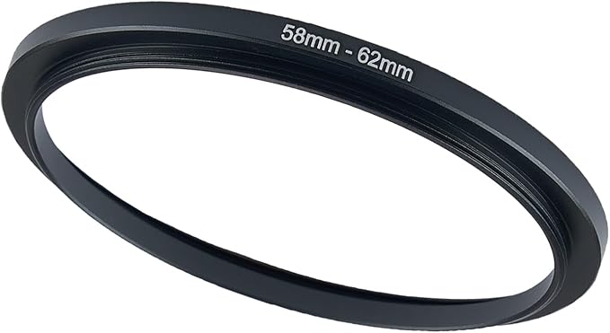 58mm to 62mm Step-up Adapter Rings for Camera Lens Filter Adapter Black Metal Step Down Filter Ring Step-Up Lens Adapter Ring for Filters (58mm-62mm), (NLY001)