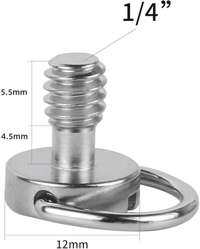 FEICHAO 10pcs Universal Camera Quick Release Plate D-Ring Screw Thread 1/4 Screw Aluminum Alloy Metal Screw for DSLR Camera