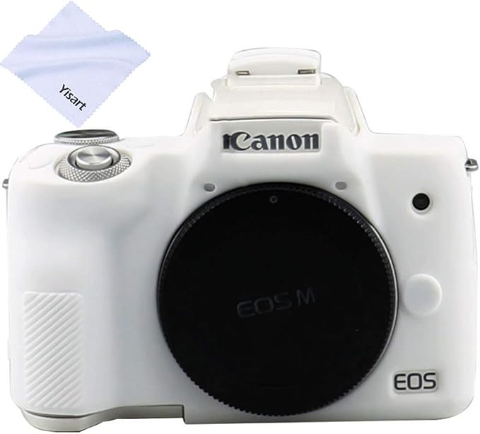 Yisau Case for Canon EOS M50/M50 Mark II, Soft Silicone Skin Housing Protective Cover Compatible With Canon Kiss M Camera Body (White)