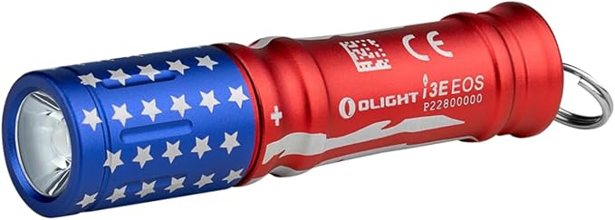 OLIGHT i3E EOS PMMA TIR Lens AAA EDC Flashlight 90 Lumens Compact Keychain Flash Light for Night, Camping (Stars & Stripes Edition)