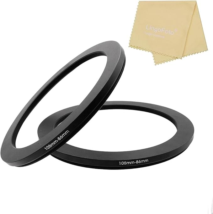 105-86mm Metal Step-Down Adapter Ring, 105mm Lens to 86mm Filter Size Accessories Lens Filter Adapter Ring, 2 Pieces LingoFoto