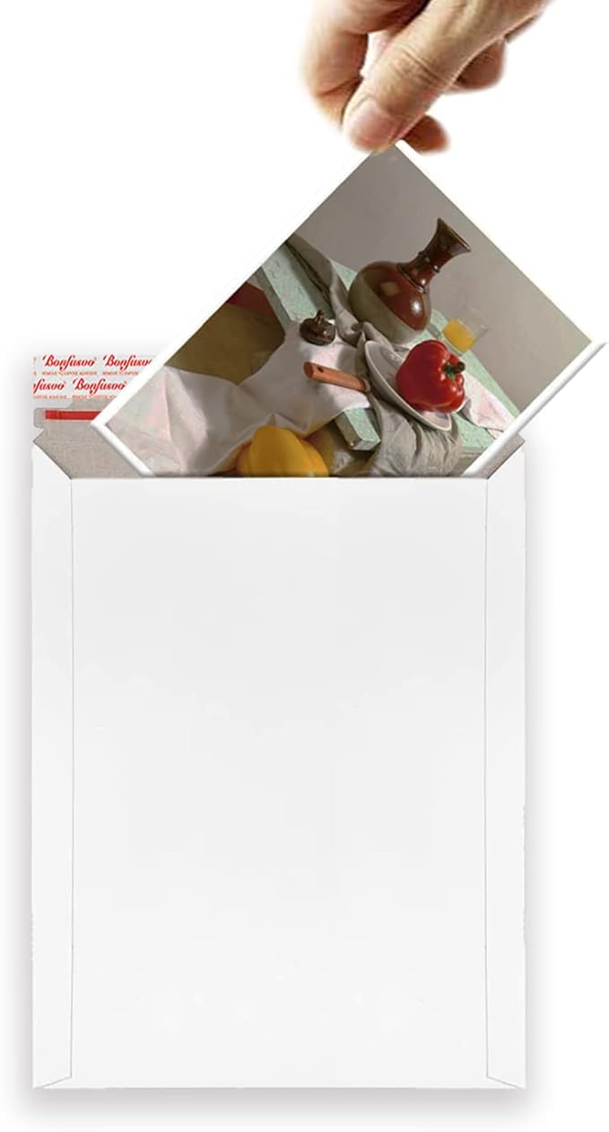 Bonfasvo Rigid Mailers 30 Pack 6.25 x 8.25 inches White Self Seal Stay Flat Bulk Cardboard Kraft No Bend Mailers Peel and Seal for Document Photos Pictures Papers Files CD