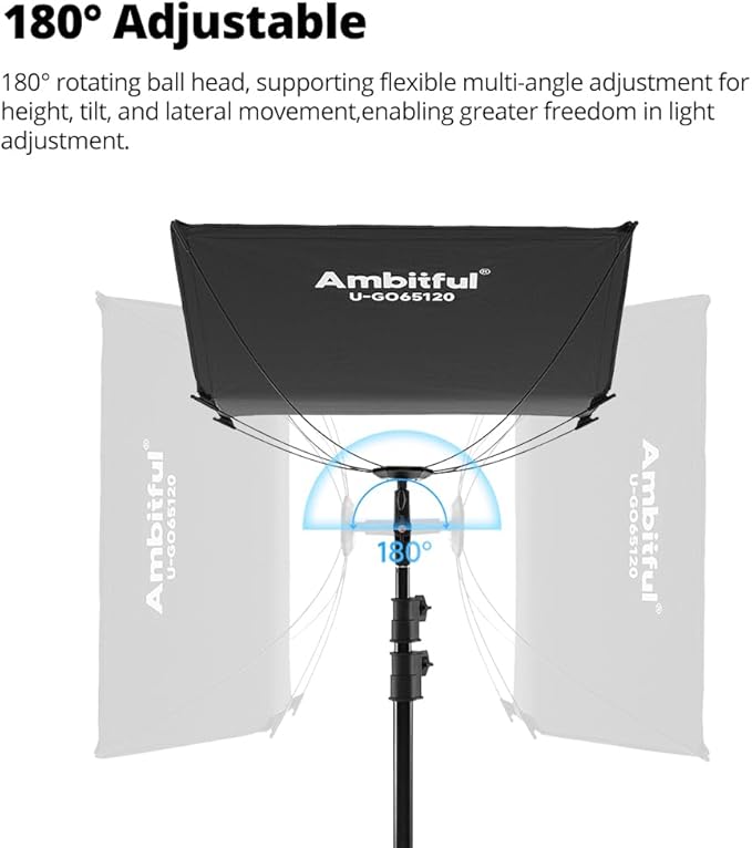 AMBITFUL Reflector Photography, Flash Light Reflectors, 𝐐𝐮𝐢𝐜𝐤 𝐑𝐞𝐥𝐞𝐚𝐬𝐞 U-Shape Reflector with 48in x 25.5in Photography Diffuser for Studio Portrait&Video Shooting, 3-in-1 White/Silver/Gold
