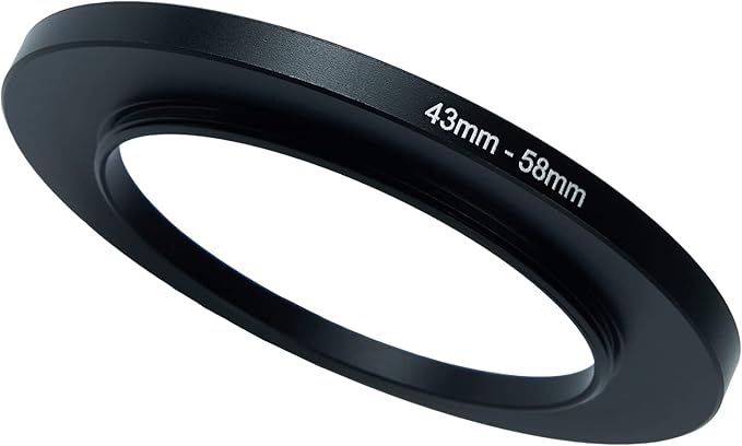 43mm to 58mm Step-Up Ring Filter Adapter for All Brands UV ND CPL Metal Ring Step-Up Rings Adapter Filter (43mm-58mm)