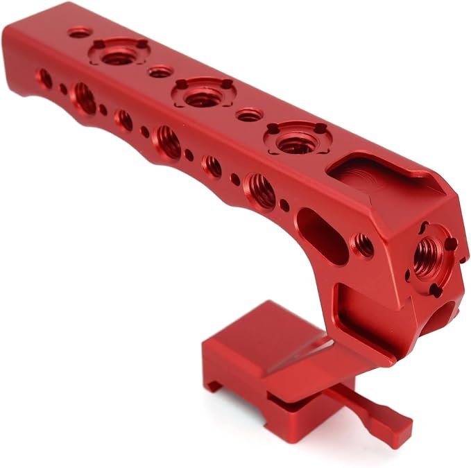 SZYingXian NATO Top Handle, Quick Release NATO Grip with 4 Cold Shoe Adapters for DSLR Camera Cage, Universal Top Handle with 3/8-16 and 1/4-20 Thread Holes (Red)