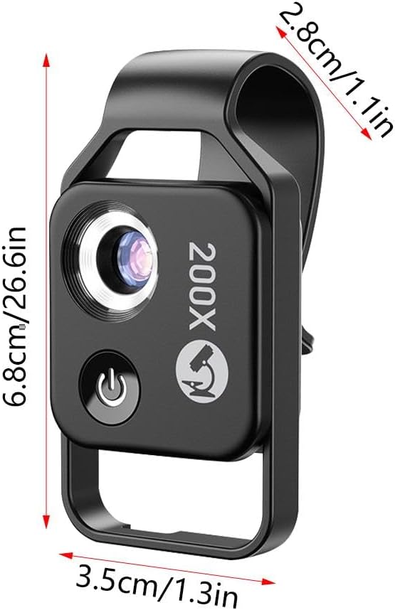 Nano Zoom 200x for iPhone, Phone Microscope Lens, 200x Phone Mini Pocket Microscope, Nanozoom 200x Magnification Zoom with CPL Polarizing Filter for iPhone, with LED Hd (MS002CWH with CPL)
