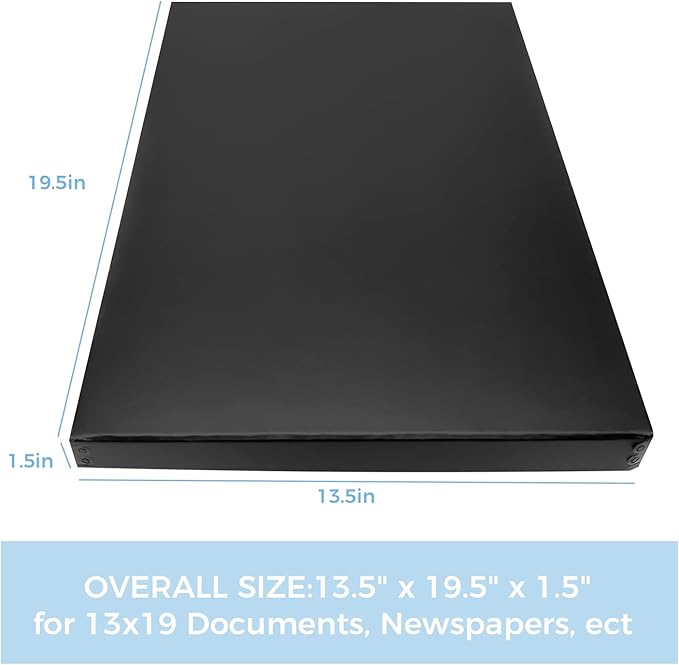 Lineco Museum Archival Storage Box, 13.75x19.75x1.5 in. Drop Front Design. Acid-Free with Metal Edge. Organize Photos, Pictures, Prints, Documents, Crafts, DIY. Black, 2 Pack