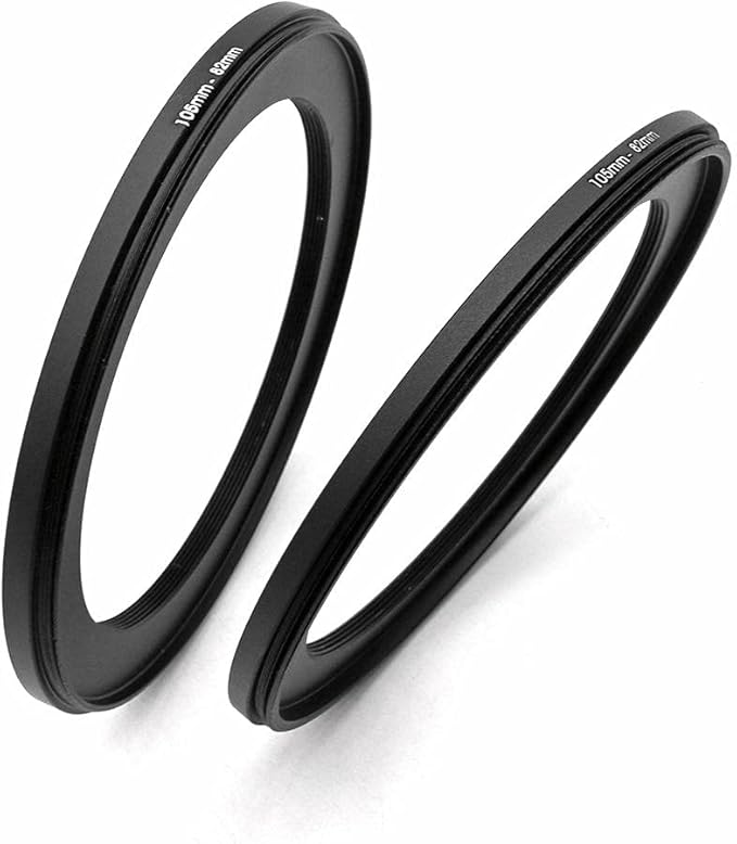 105-82mm Metal Step-Down Adapter Ring, 105mm Lens to 82mm Filter Size Accessories Lens Filter Adapter Ring, 2 Pieces LingoFoto