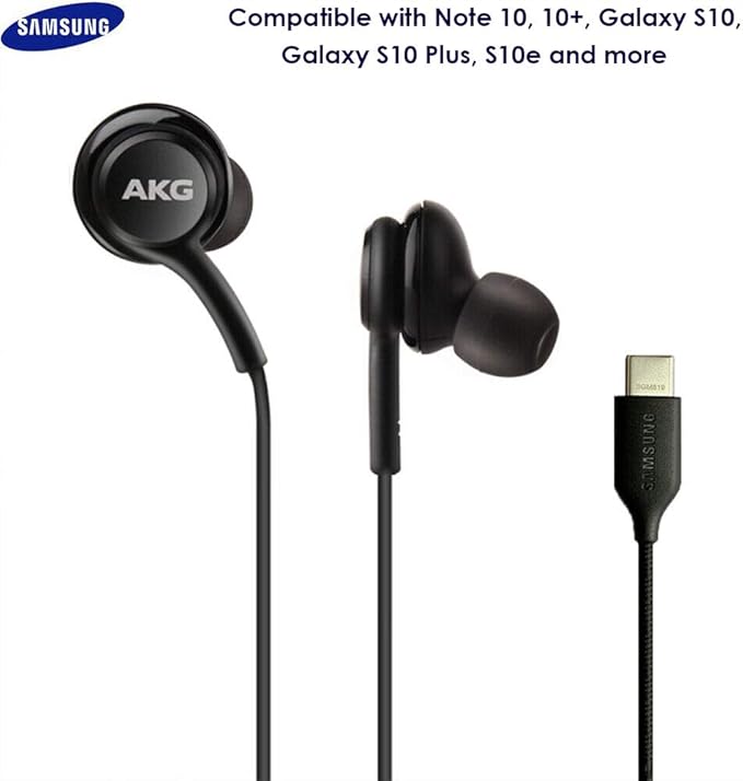 in-Ear AKG Wired Earbuds with Microphone – USB-C Earbuds with Braided Cable – AKG Headphones with Mic Compatible with Samsung Galaxy S24 Ultra, S24+, S24, S23, S22, S21, S10, S10E & iPhone 15 Series