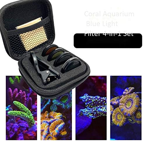 Aquarium Smartphone Camera Lens Filter 4 in 1 Kit Yellow Orange Lens Filter for Coral Reef Aquarium Photography