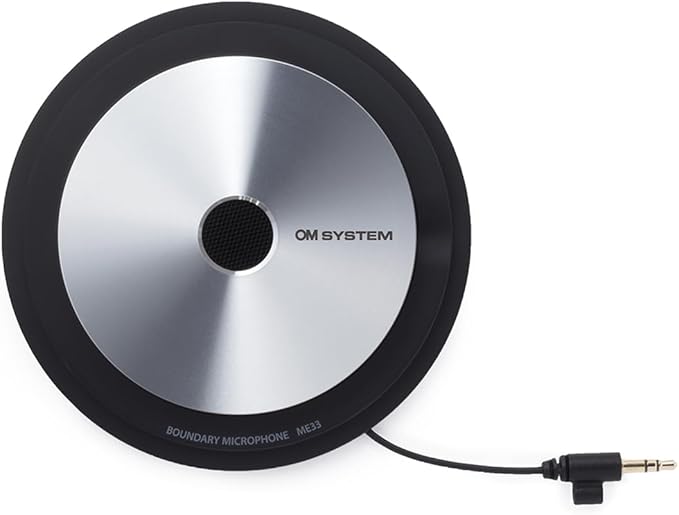 OM SYSTEM Olympus ME33 Table Top Conference Meeting Omni-Directional Microphone with Daisy Chain Capabilities, Black and Silver