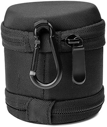 WGear Semi-Hard Lense Case for DSLR Camera Lens (Canon, Nikon, Sony, Pentax, Olympus, Panasonic,etc), Medium Size with Carabiner, Lens Cleaning Wipe (Black Medium)