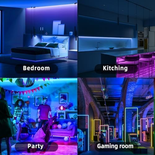 190FT Led Lights for Bedroom, Color Changing RGB Led Strip Lights Indoor, Music Sync Led Light Strip with Remote and App Control, DIY Led Lights for Room Home Decor Ambient Lighting (2 * 95FT)