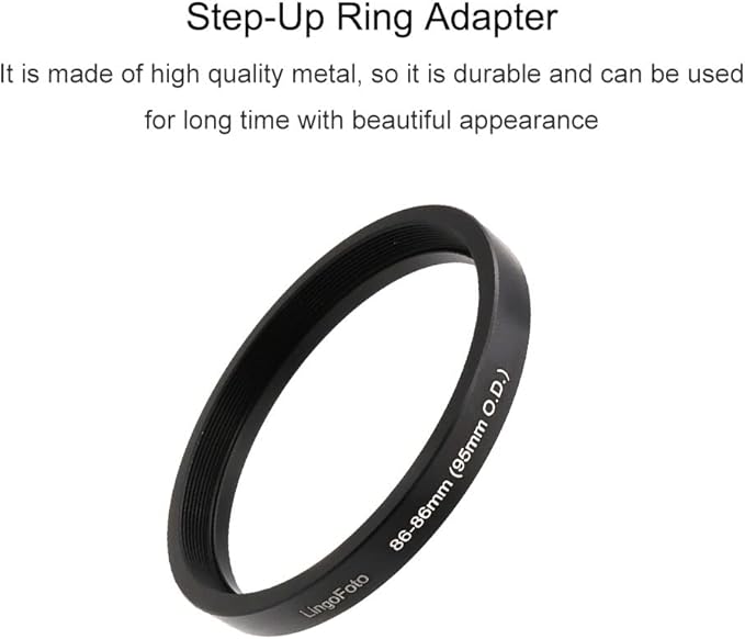 Matte Box Adapter Rings, Lens Adapter 46/49/52/55/58/62/67/72/77/82/86-86mm Step up Ring for 95mm OD Matte Box LingoFoto (86-86/95mm)