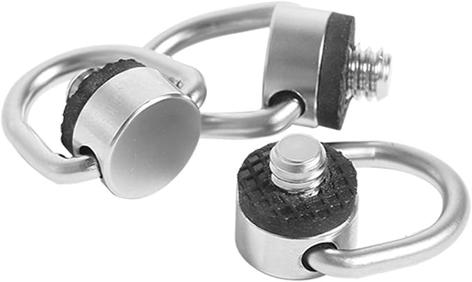 Stainless Steel D Rings Screw, 1/4" 20 Camera Fixing with Rubber Padded for Tripods DSLR Shoulder Straps D Rings