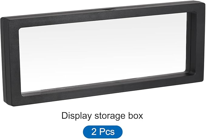 MECCANIXITY Floating Frame Display Holder Stand 3D Jewelry Display Box 11.81 x 3.54 x 0.79 inch Black for Ring Necklace Bracelet Earring Pack of 2